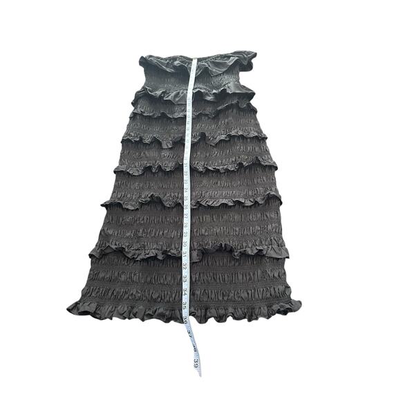 CLEOBELLA Black Poplin Ruffle Strapless Halter Elodie Midi Dress Size Large - Picture 11 of 11